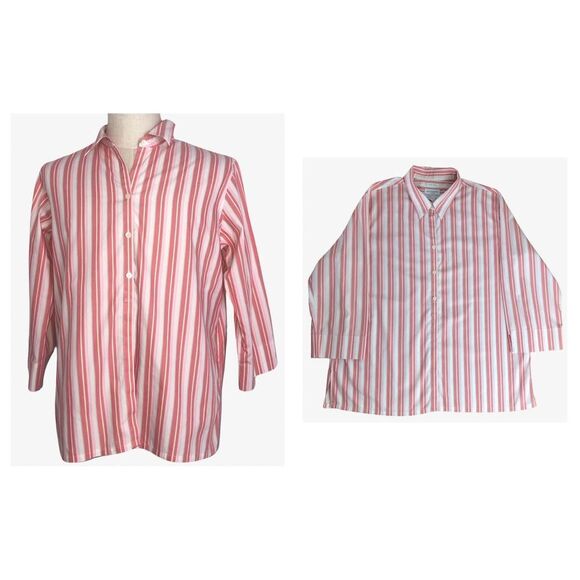 Liz Claiborne Shirt Large Lizsport Non-Iron Striped Long Sleeve Button Up - Picture 1 of 11